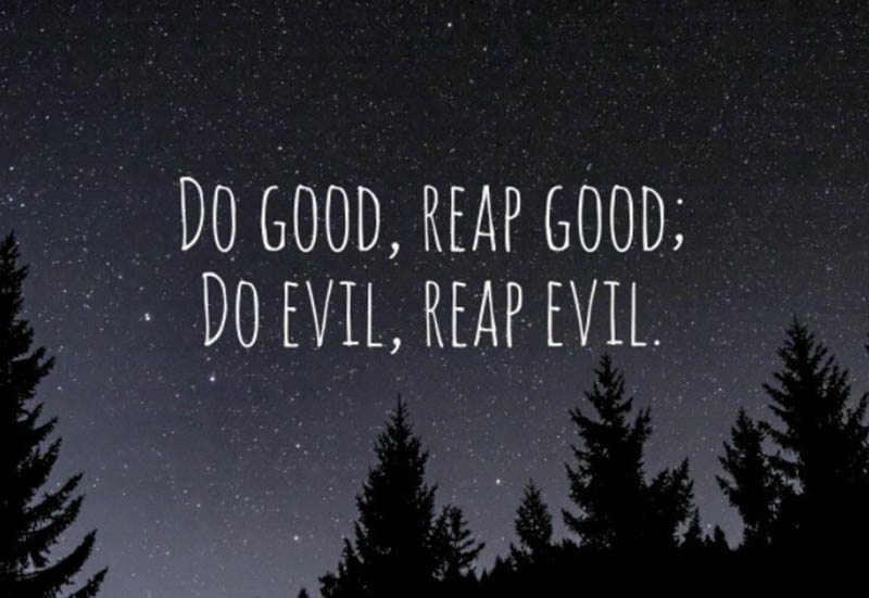 “Do good, reap good; do evil; reap evil.”